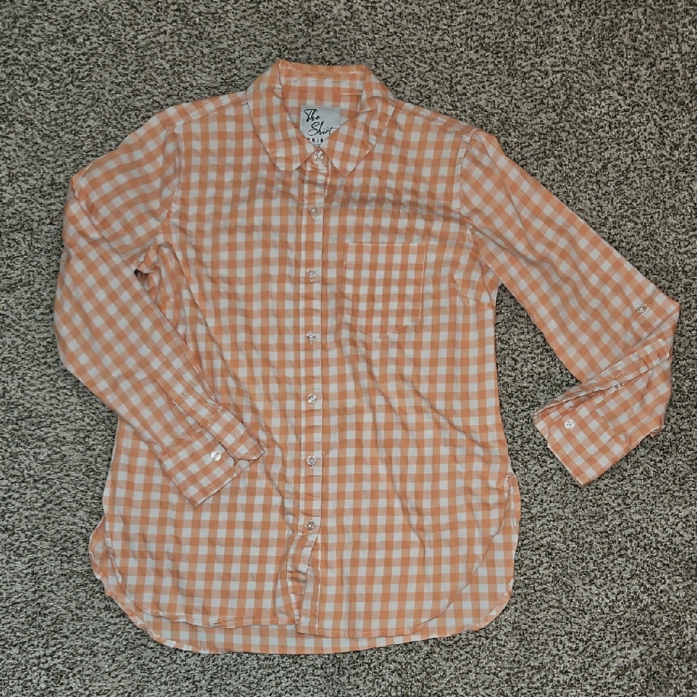 Tribal Orange and White Checkered Men's Shirt